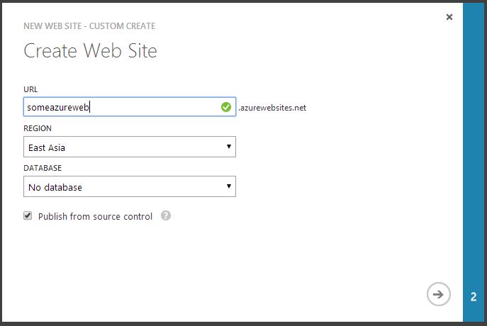 Windows Azure - Create Web Site